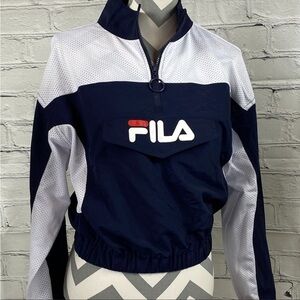 FILA Red, White and Blue Windbreaker Jacket NWT Size Small. Snap Front Pocket